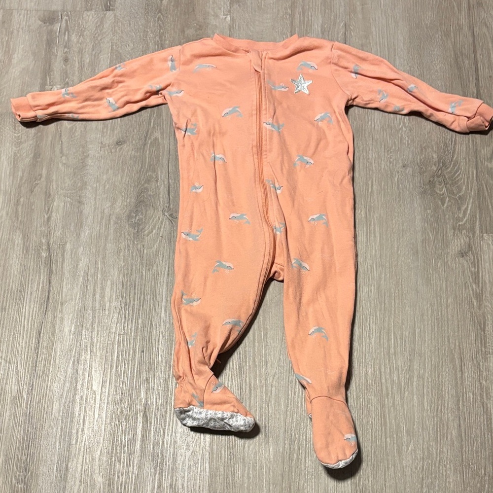 Pekkle Peach Kids One Piece with Star and Dolphin Design